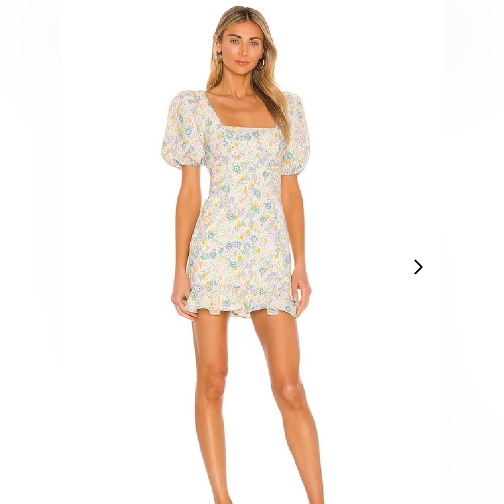 Lovers And Friends Luella Puff Sleeve Mini Garden Dress In Color Catherine Flora